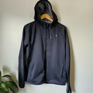 EUC UNDER ARMOUR BLACK ZIP UP HOODIE MOCK NECK WITH POCKETS SIZE M